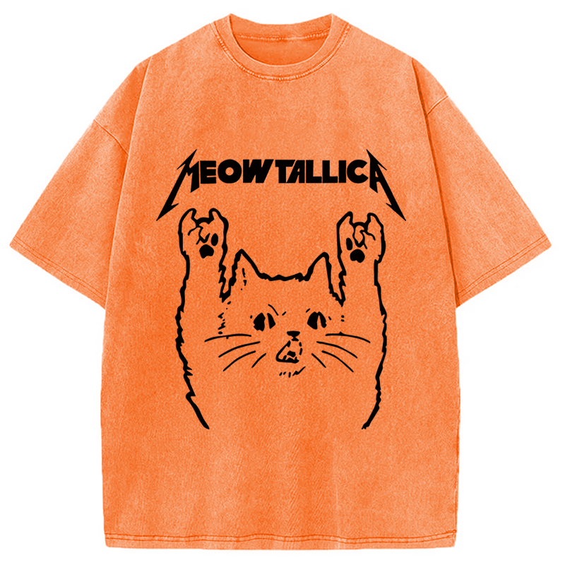Modecanvas Vintage Album Cat Meowtallica Japan Washed T-Shirt