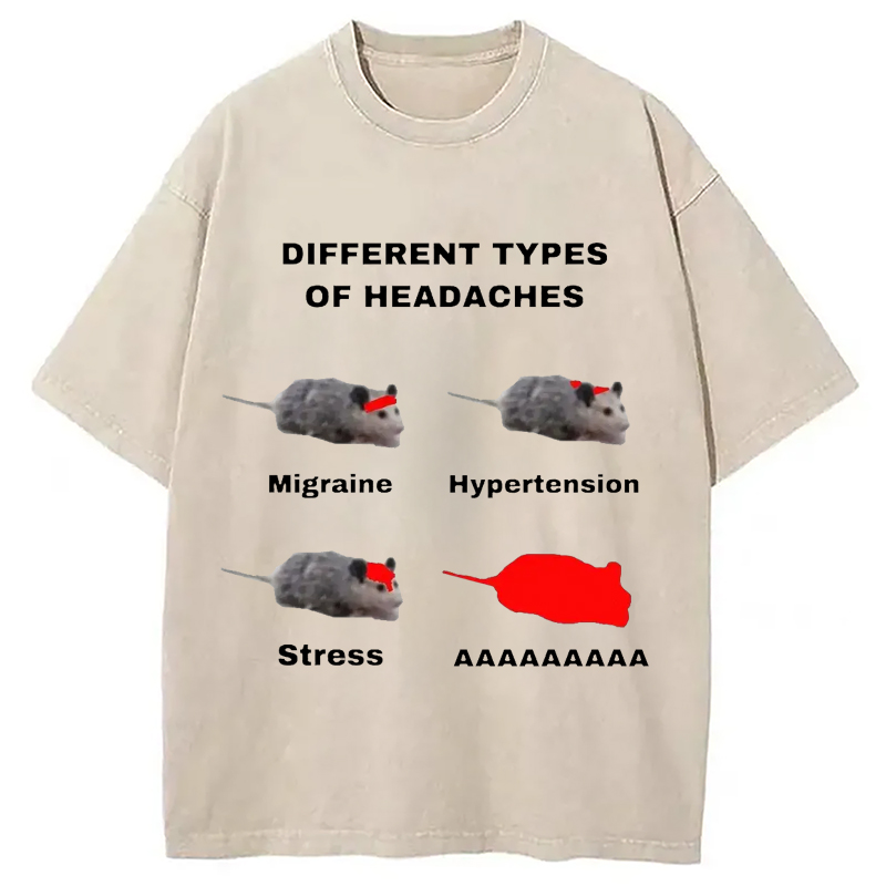 Modecanvas Different Types Of Headaches Washed T-Shirt