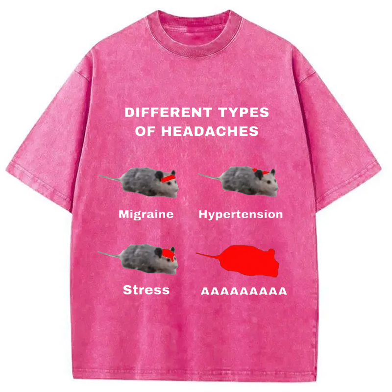 Modecanvas Different Types Of Headaches Washed T-Shirt