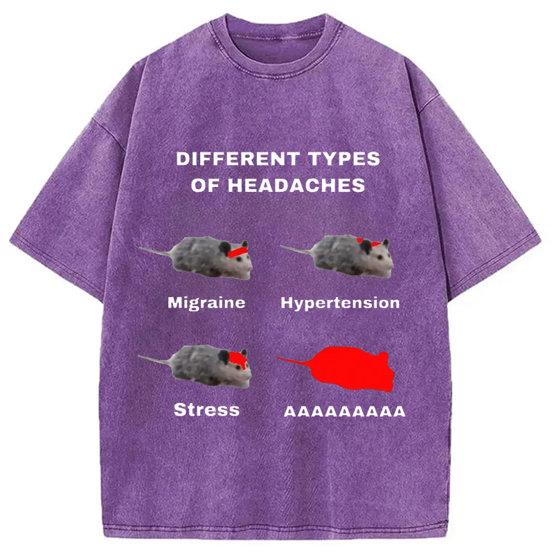 Modecanvas Different Types Of Headaches Washed T-Shirt