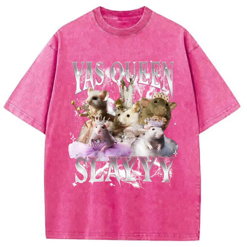 Modecanvas Yas Queen Slay Rat Washed T-Shirt