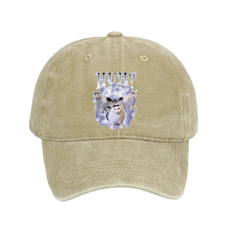 Modecanvas Huh Cat Chonky Ben Meme Washed Cap-modecanvas