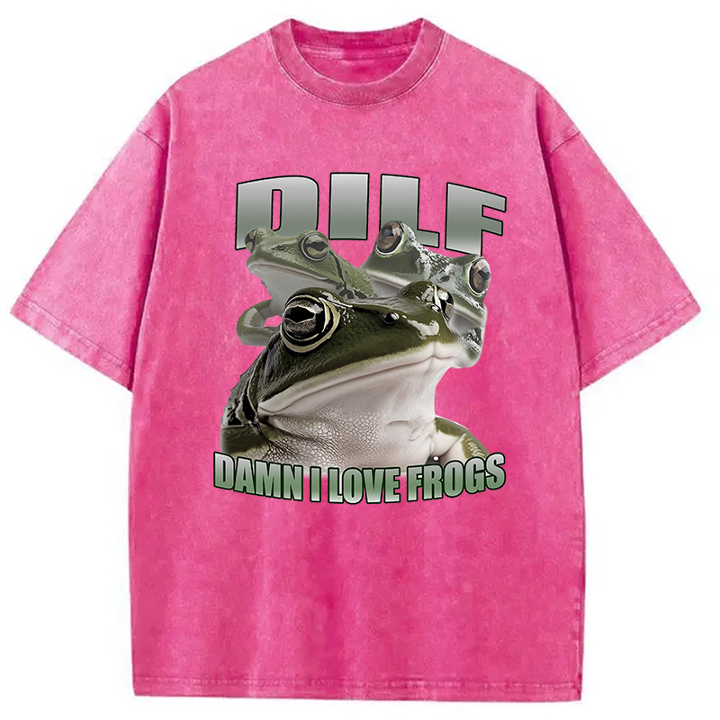 Modecanvas Damn I Love Frogs Washed T-Shirt