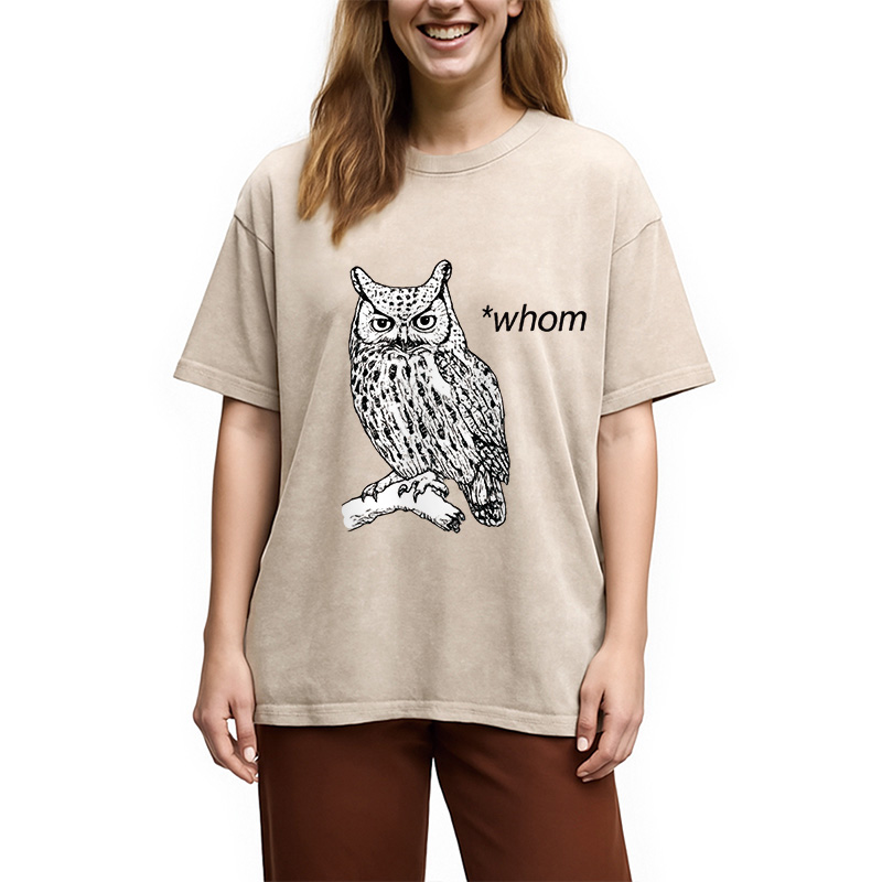 Modecanvas Who Whom Judging Owl Washed T-Shirt