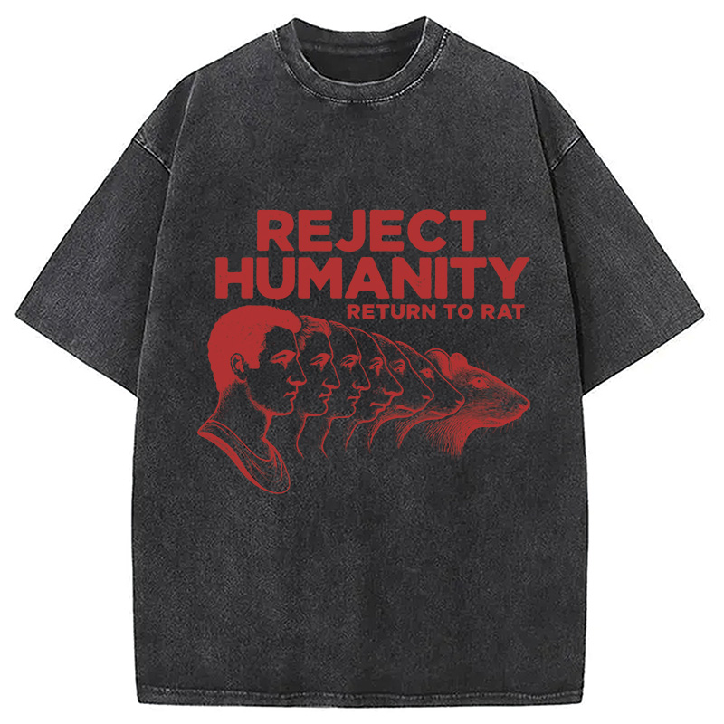 Modecanvas Vintage Reject Humanity Rat Washed T-Shirt