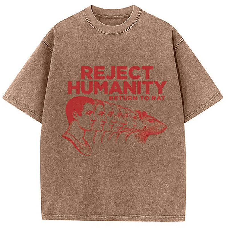 Modecanvas Vintage Reject Humanity Rat Washed T-Shirt