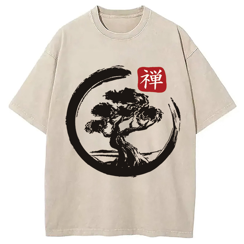 Modecanvas Enso Circle Bonsai Washed T-Shirt