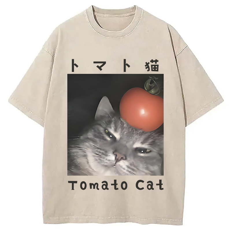 Modecanvas Tomato Cat Washed T-Shirt