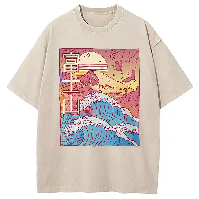 Modecanvas Japanese Fuji Wave Washed T-Shirt