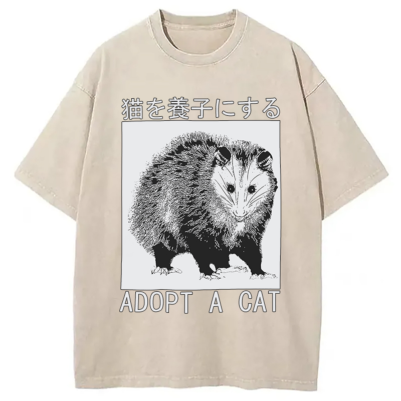 Modecanvas Adopt a Cat Japanese Washed T-Shirt