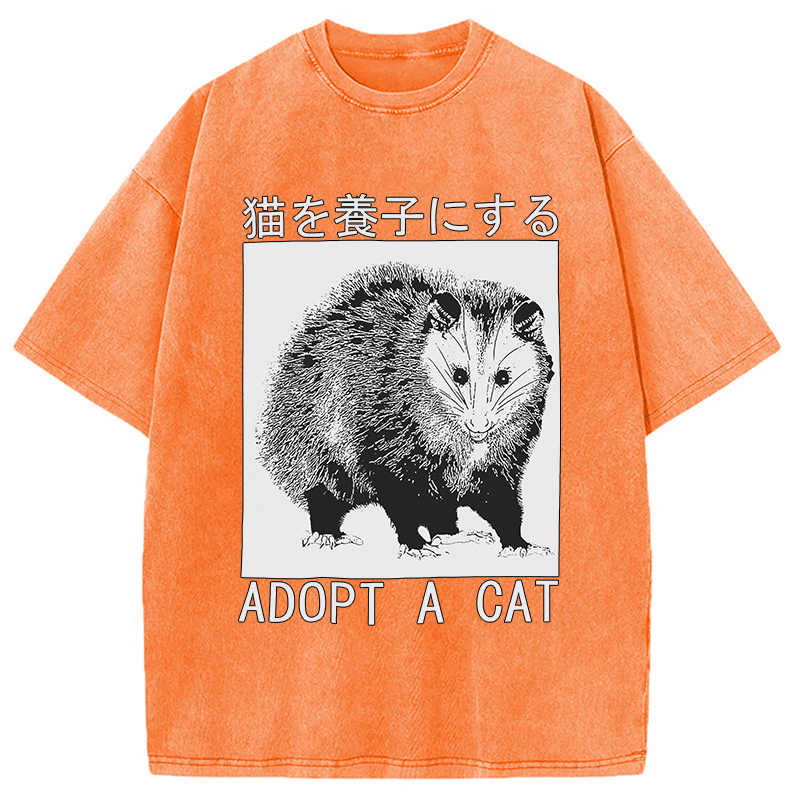 Modecanvas Adopt a Cat Japanese Washed T-Shirt