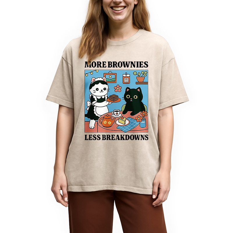 Modecanvas Cat Dessert Shop Washed T-Shirt