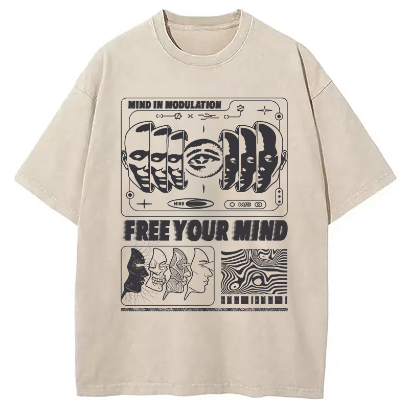 Modecanvas Free Your Mind DTG Printing Washed T-Shirt-modecanvas