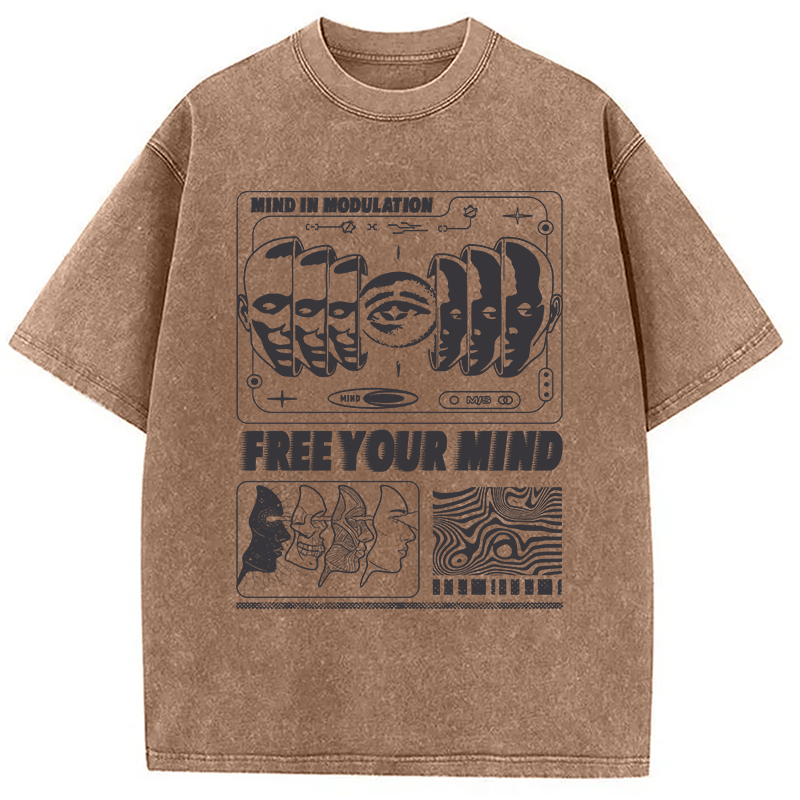 Modecanvas Free Your Mind DTG Printing Washed T-Shirt-modecanvas