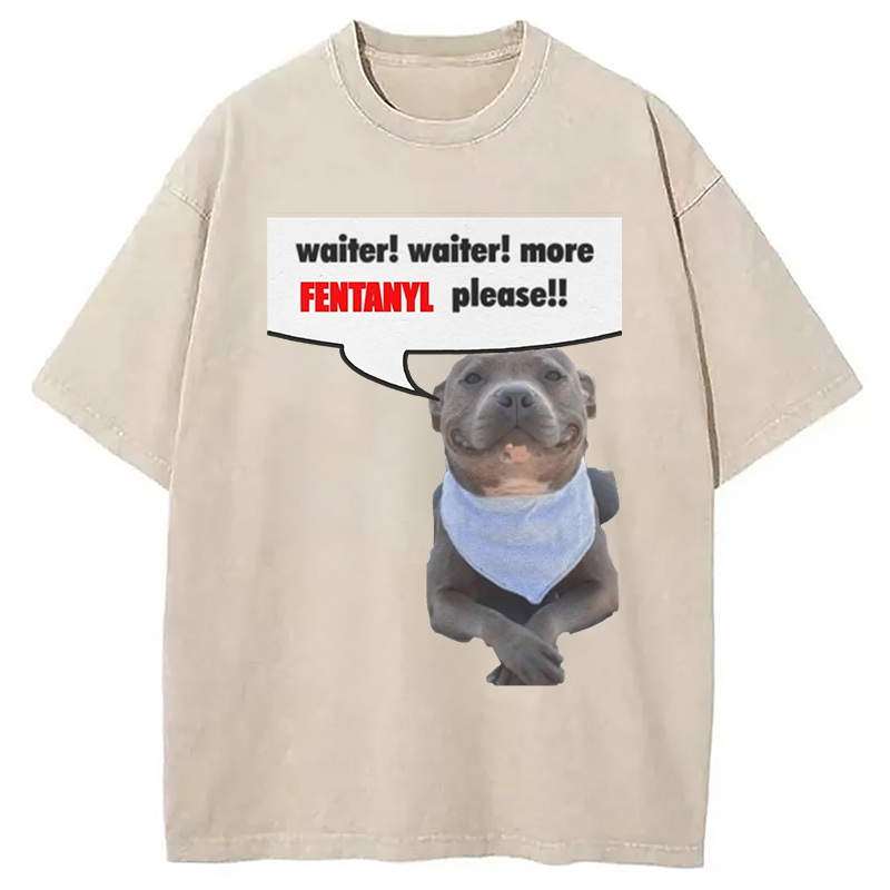 Modecanvas Waiter Waiter More Fentanyl Meme Washed T-Shirt