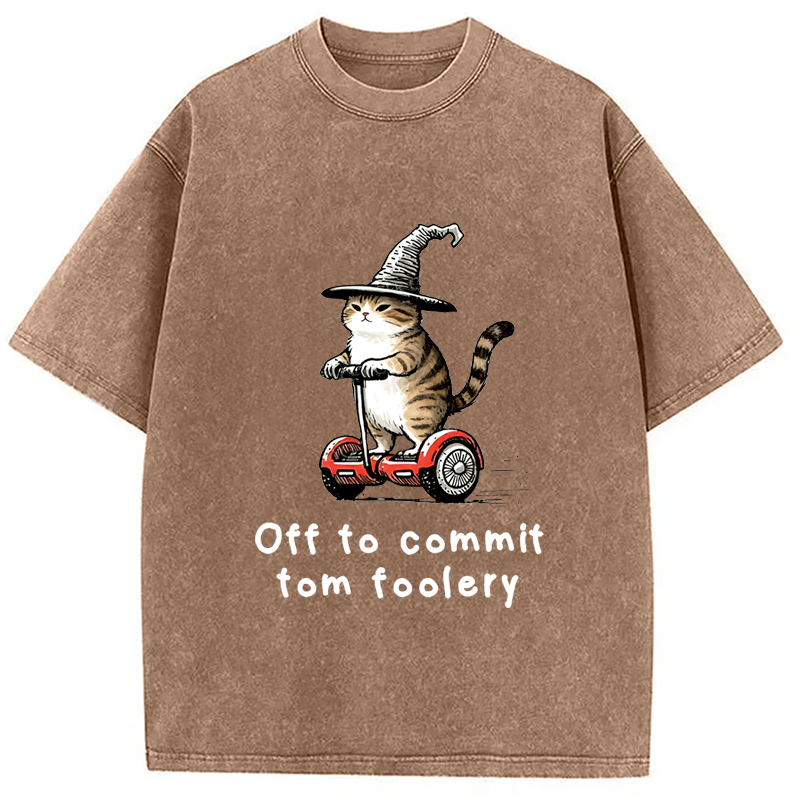 Modecanvas Off To Commit Cat Washed T-Shirt