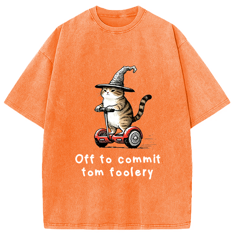 Modecanvas Off To Commit Cat Washed T-Shirt