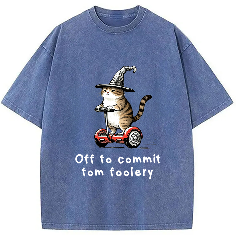 Modecanvas Off To Commit Cat Washed T-Shirt