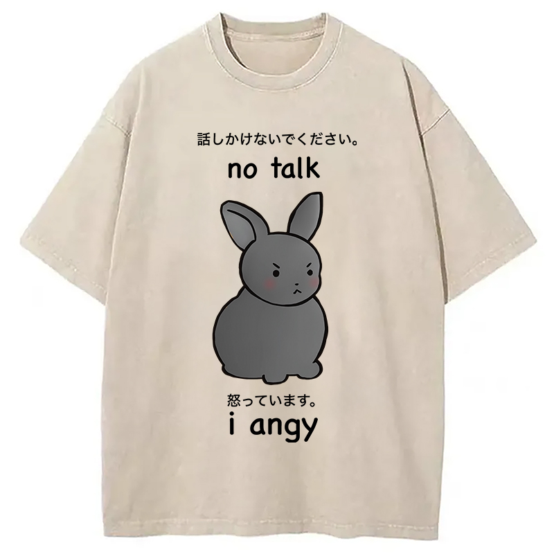 Modecanvas No Talk I Angy Washed T-Shirt-modecanvas