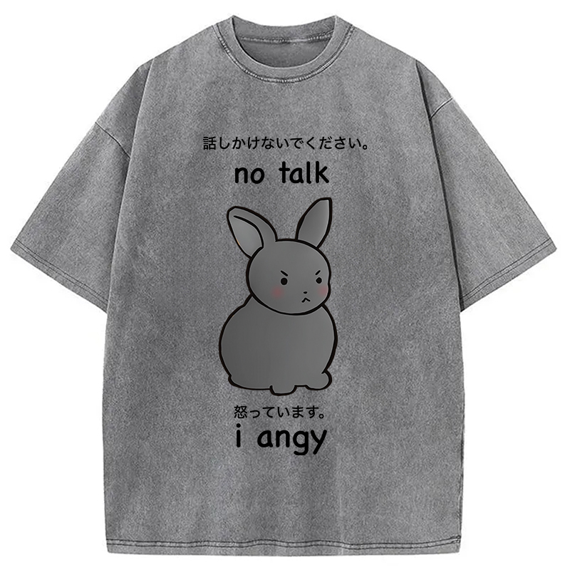 Modecanvas No Talk I Angy Washed T-Shirt-modecanvas