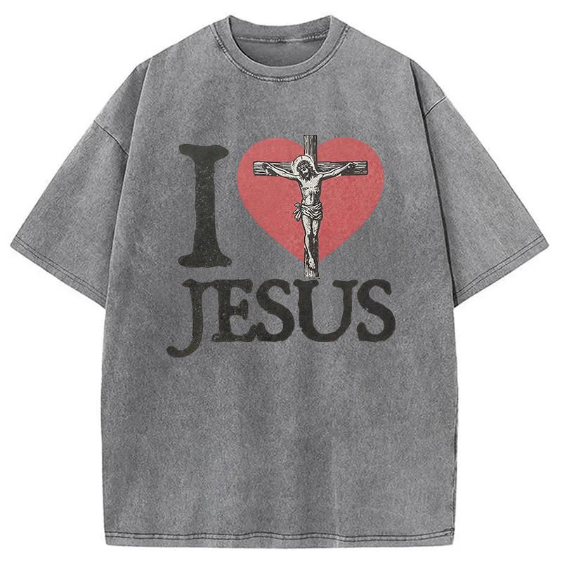 Modecanvas I Love Jesus Washed T-Shirt