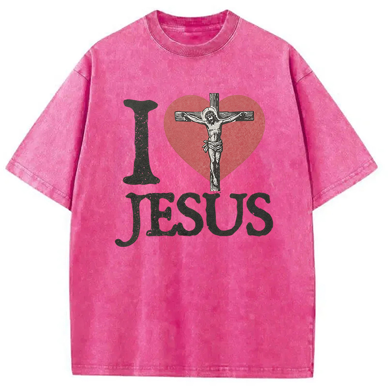 Modecanvas I Love Jesus Washed T-Shirt