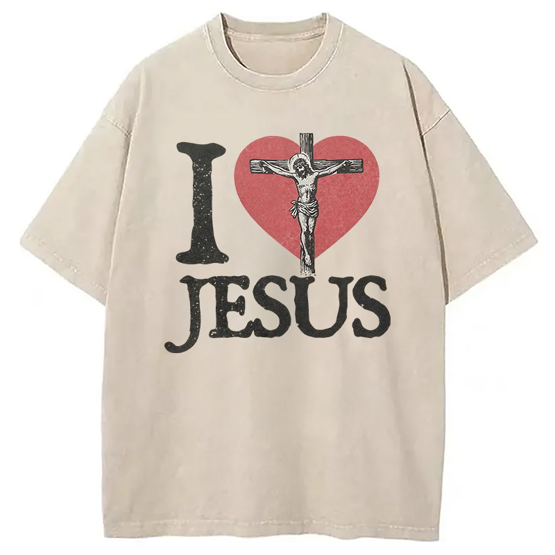 Modecanvas I Love Jesus Washed T-Shirt