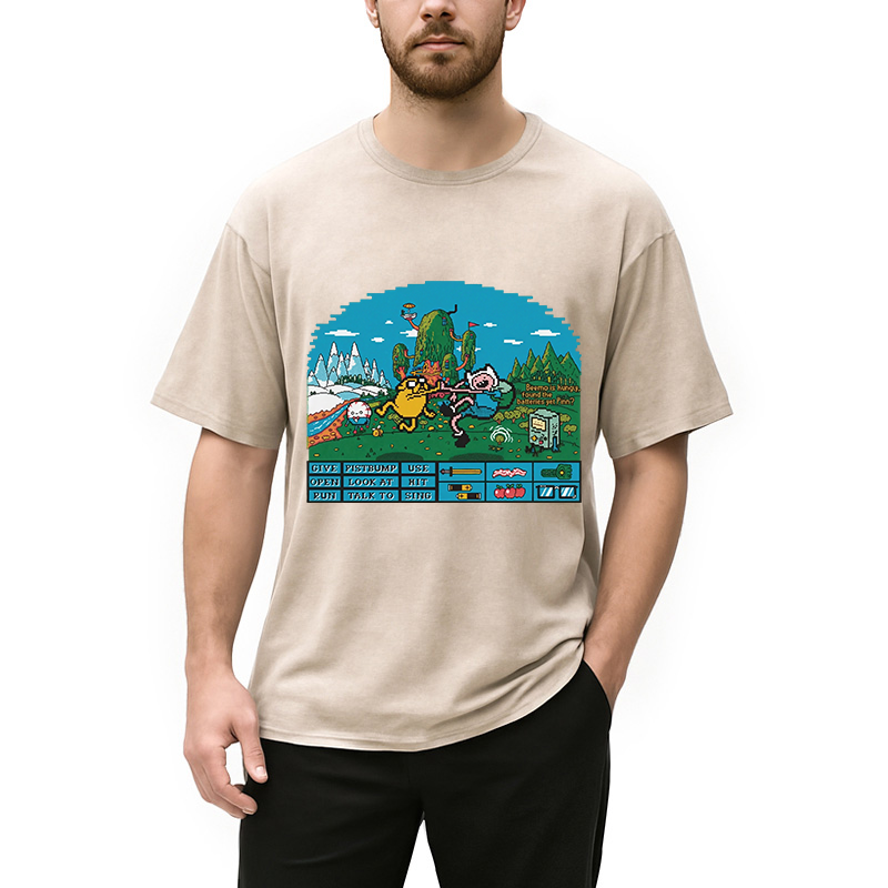 Modecanvas Retro Game Adventure Time Mosaic Vintage Washed T-Shirt