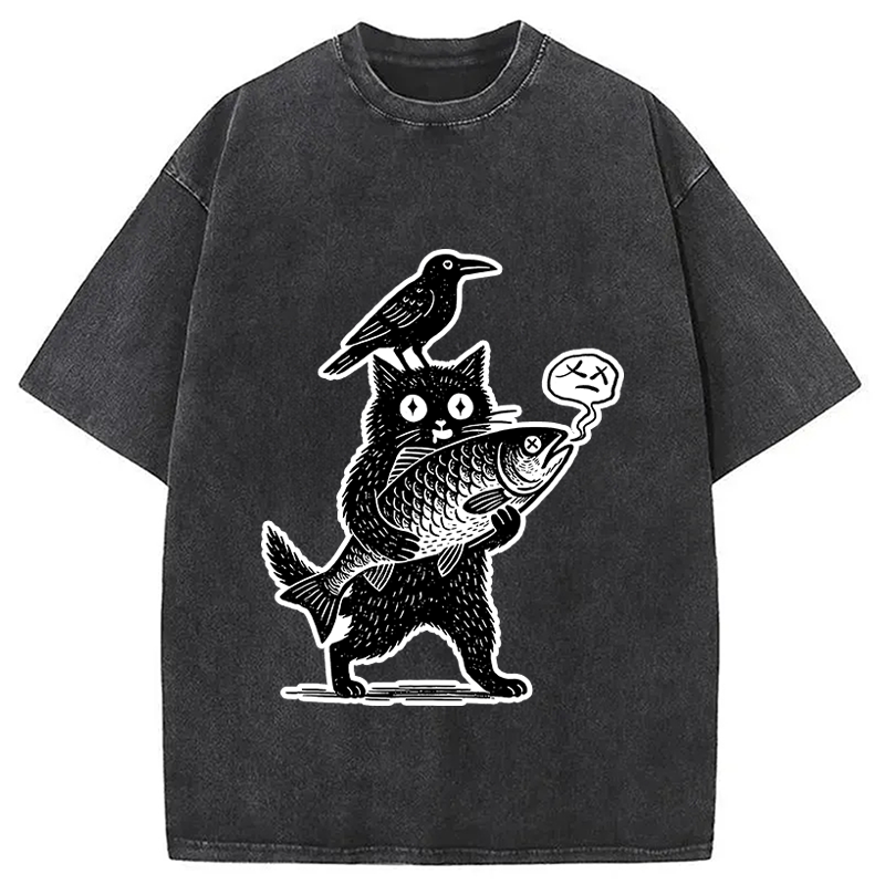 Modecanvas Black Animals Washed T-Shirt