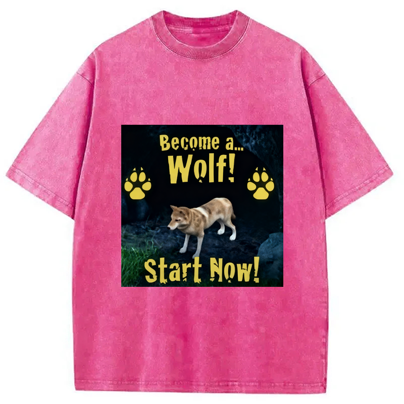 Modecanvas Become A Wolf Washed T-Shirt