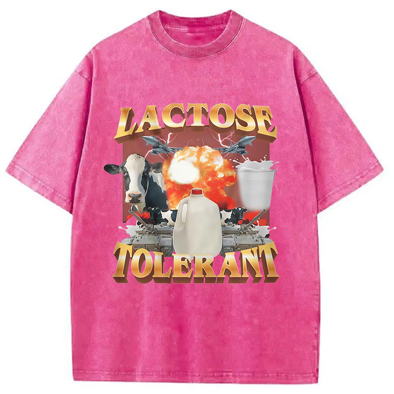 Modecanvas Retro Milk Lactose Tolerant Washed T-Shirt-modecanvas