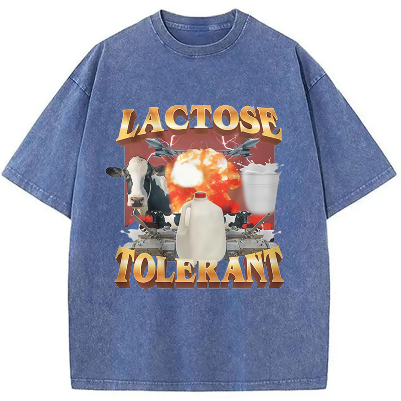 Modecanvas Retro Milk Lactose Tolerant Washed T-Shirt-modecanvas