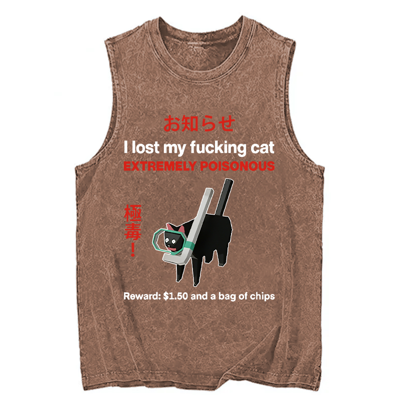 Modecanvas Find The Toxic Cat Funny DTG Printing Washed Tank-modecanvas