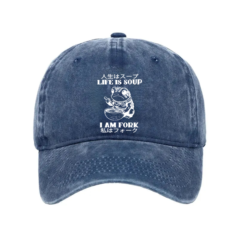 Modecanvas Life Is Soup I Am Fork Washed Cap-modecanvas