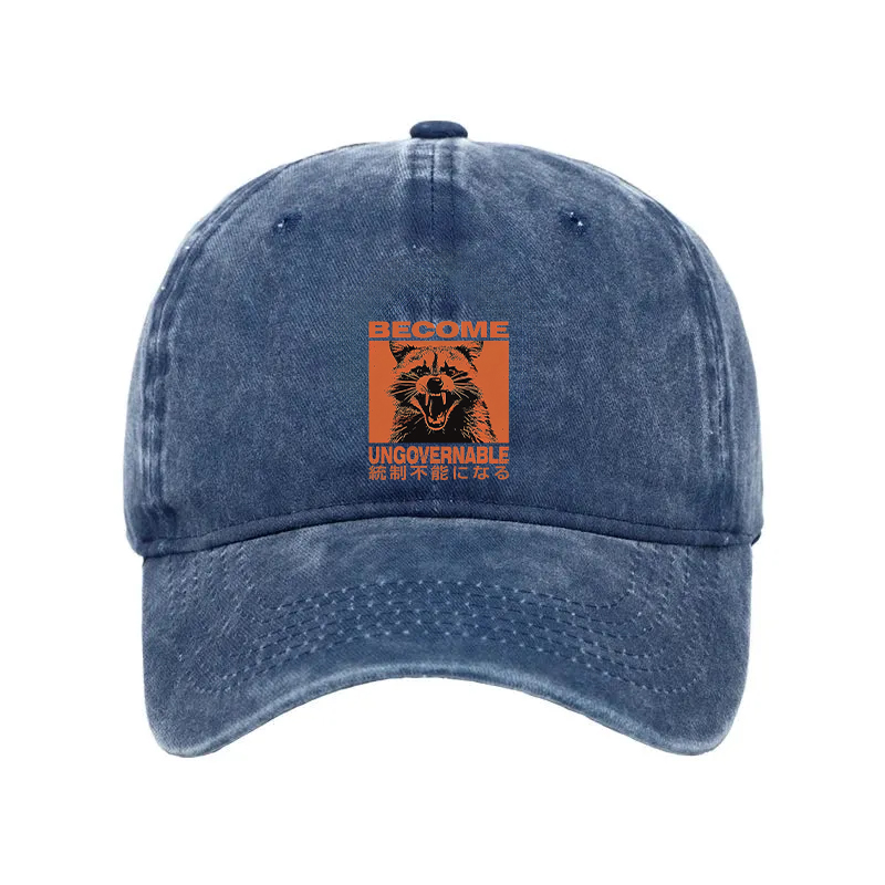 Modecanvas Ungovernable Raccoon Washed Cap-modecanvas