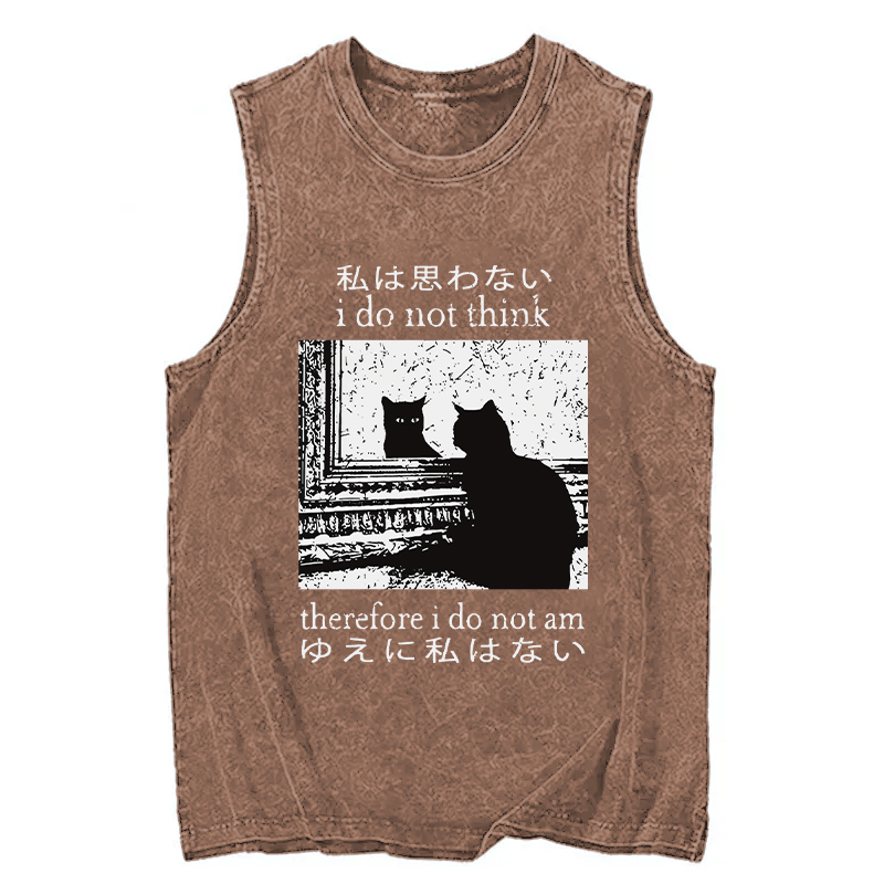 Modecanvas Thinking Cat DTG Printing Washed Tank-modecanvas