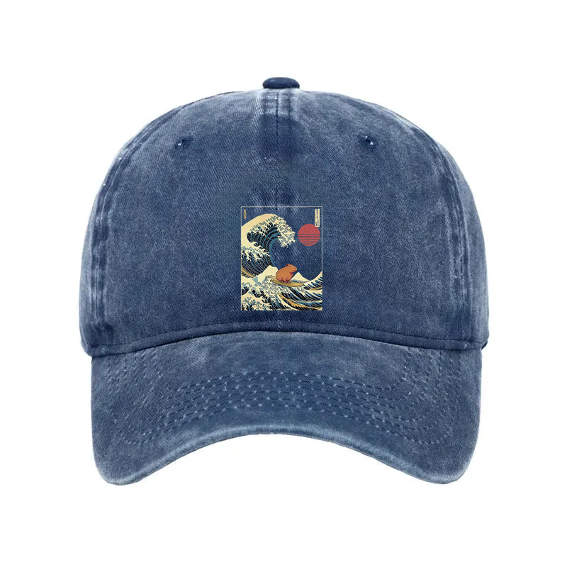 Modecanvas Capybara Surfing Washed Cap-modecanvas