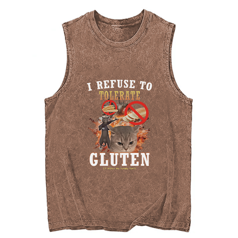 Modecanvas I Refuse to Tolerate Gluten DTG Printing Washed Tank-modecanvas