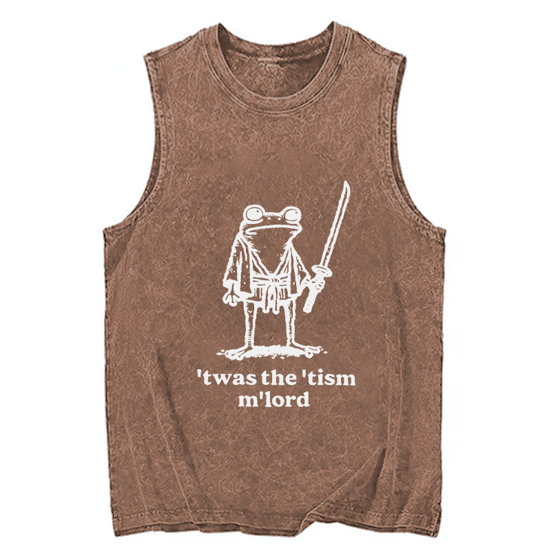 Modecanvas Focused Samurai Frog DTG Printing Washed Tank-modecanvas
