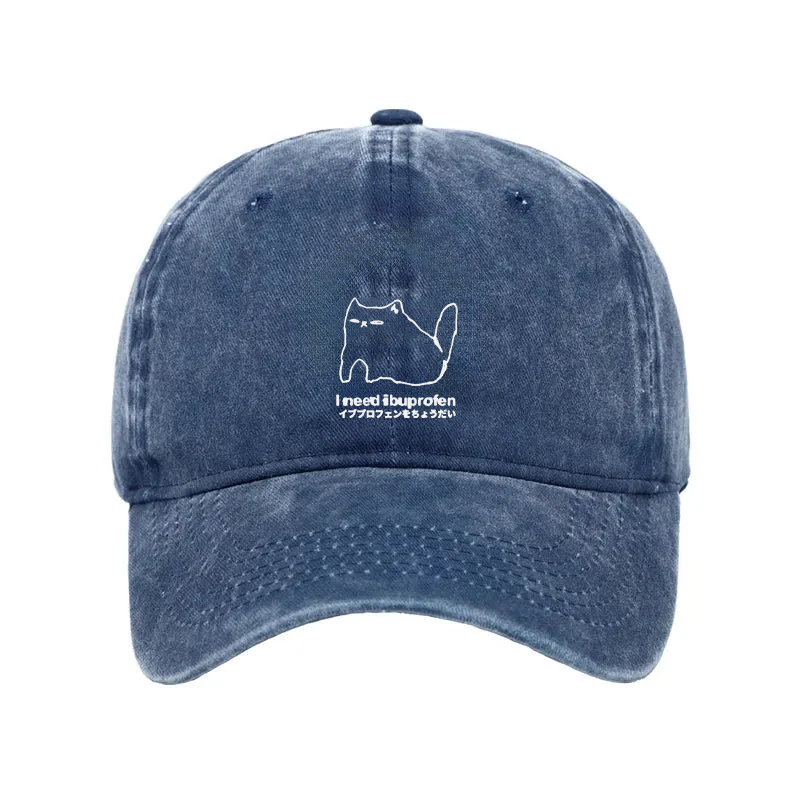 Modecanvas I Need Ibuprofen Cat Washed Cap-modecanvas