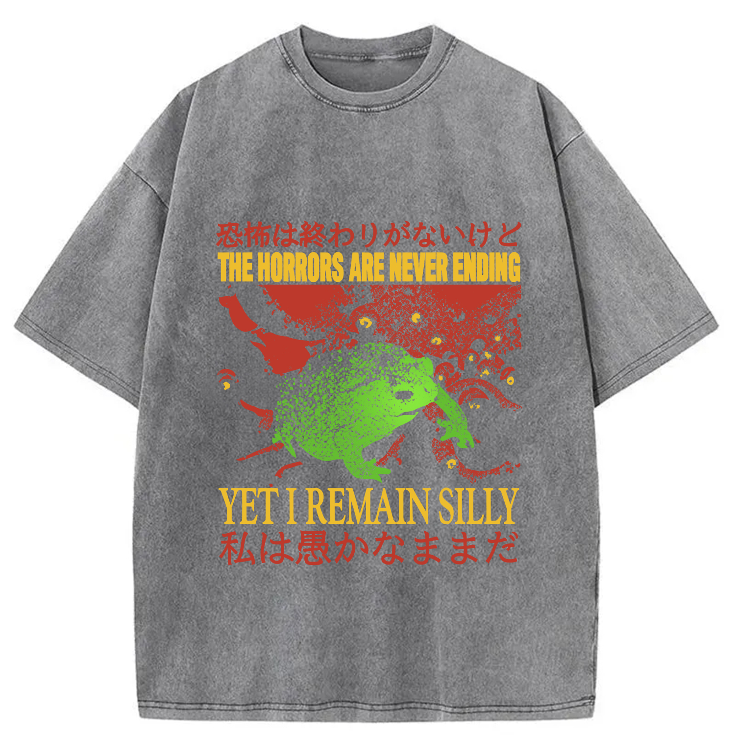 Modecanvas The Horrors are Never Ending DTG Printing Washed T-Shirt-modecanvas