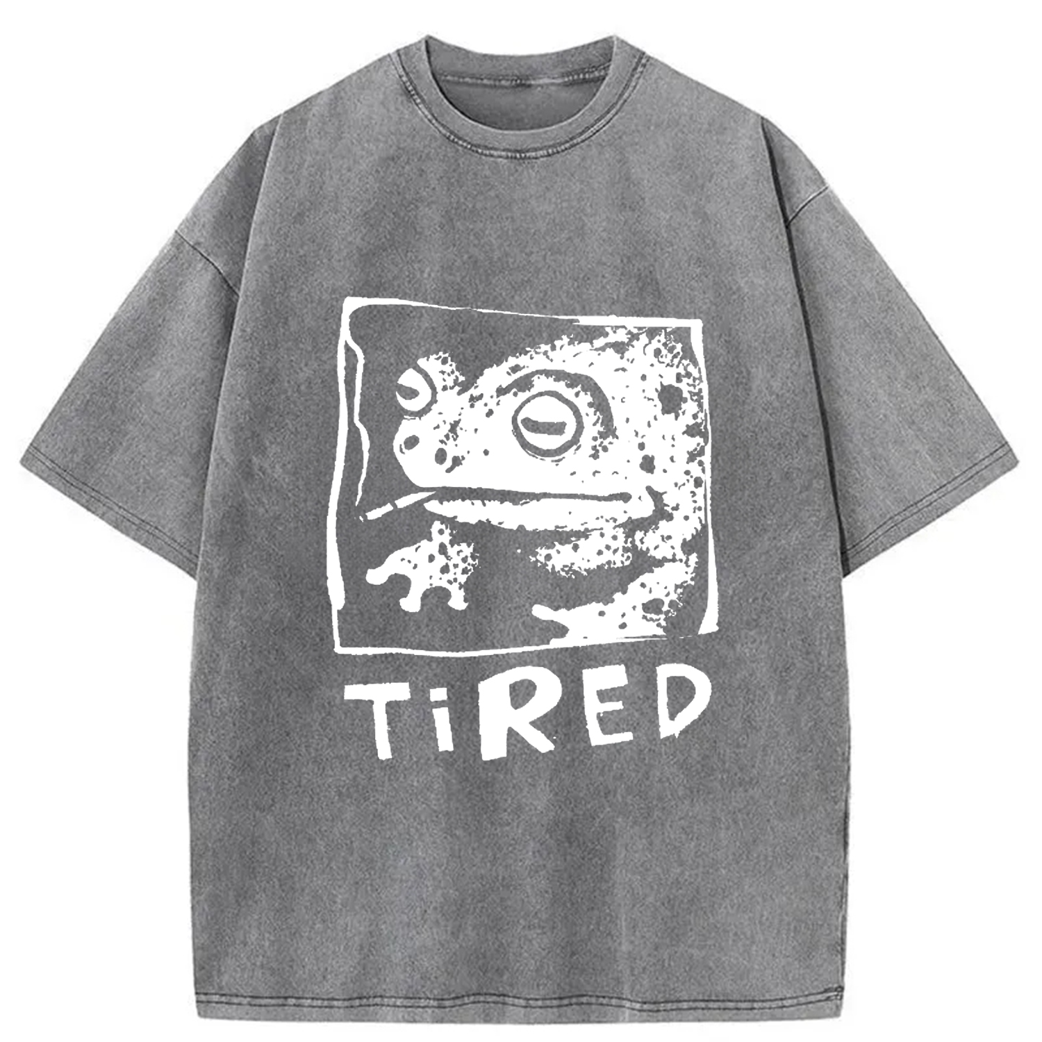 Modecanvas Tired Frog Vintage Washed T-shirt-modecanvas