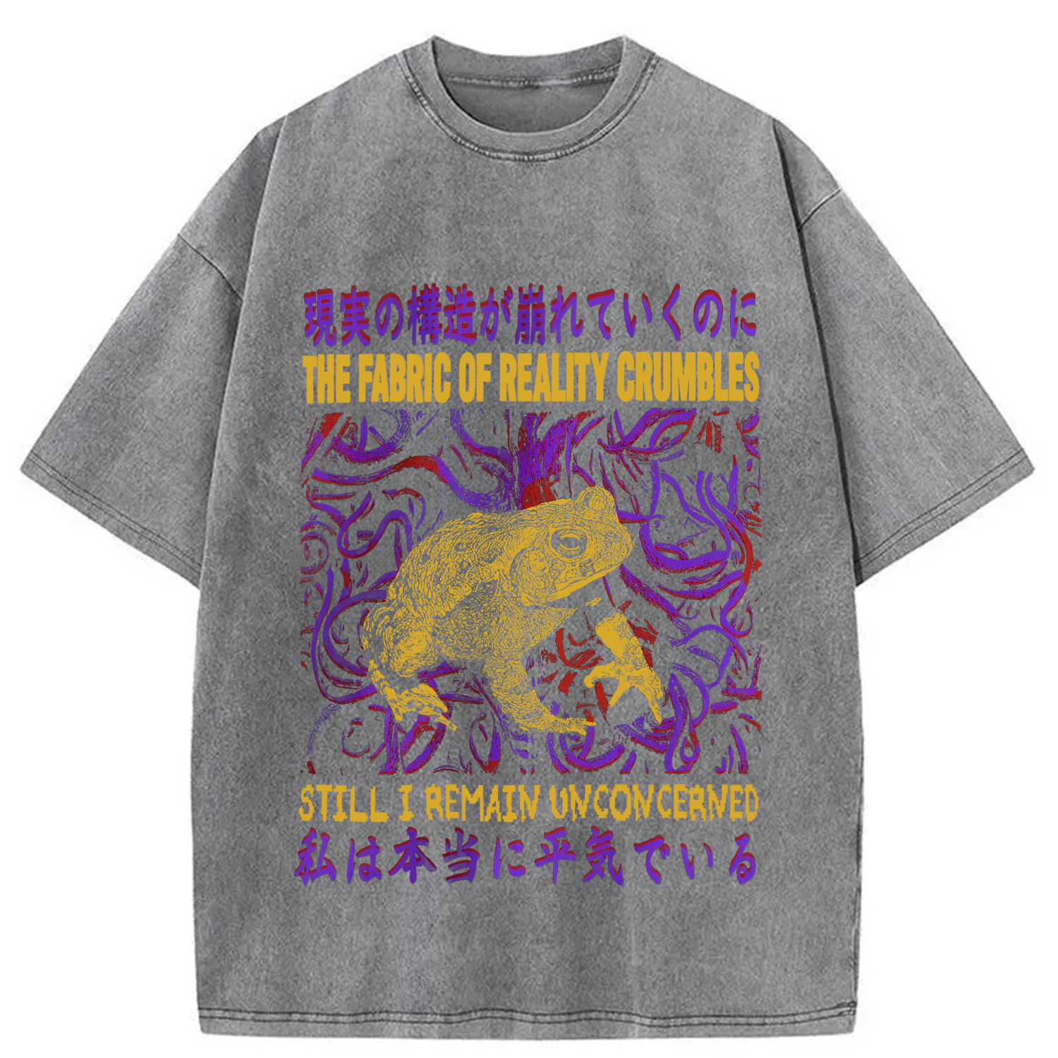Modecanvas Fabric of Reality Crumbles Still I Remain Unconcerned DTG Printing Washed T-Shirt-modecanvas