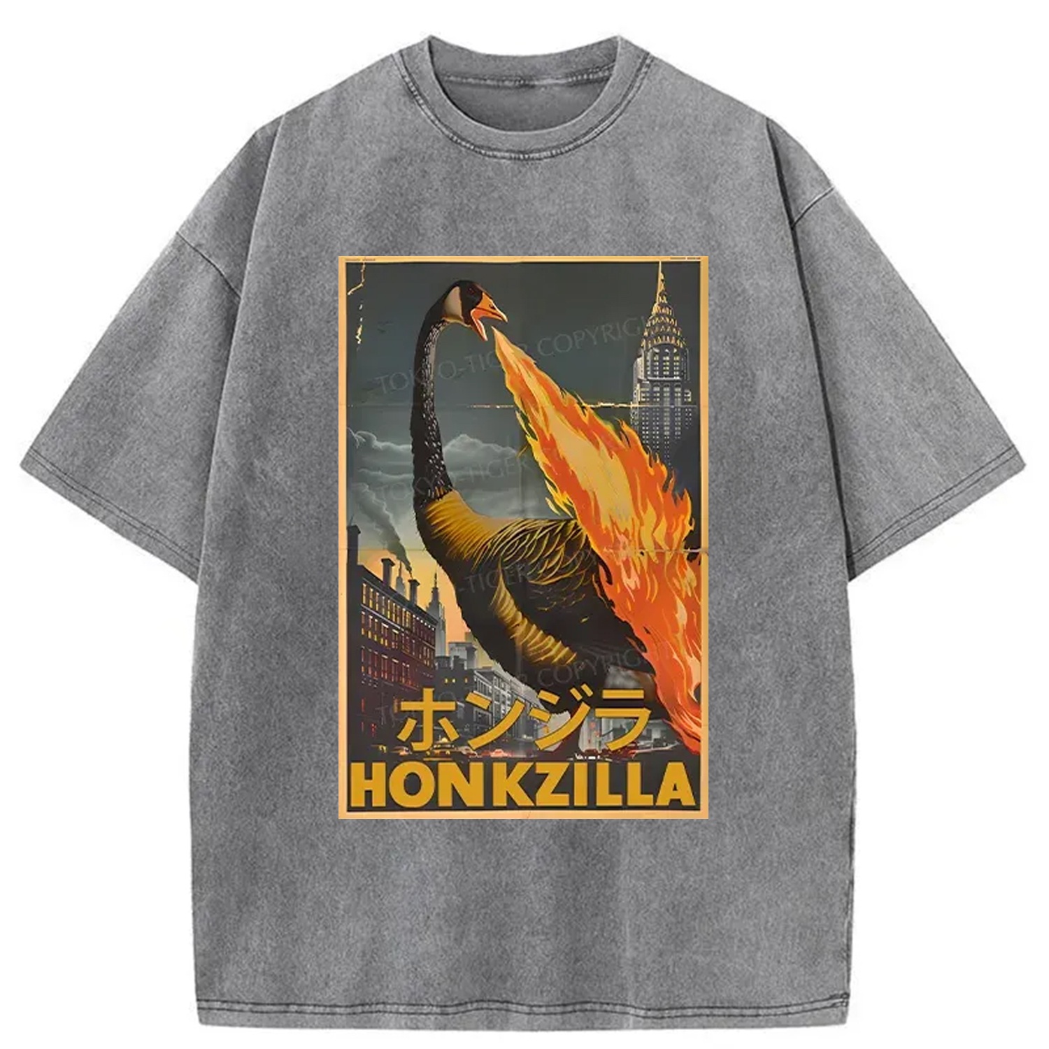 Modecanvas Funny Honkzilla Washed T-Shirt