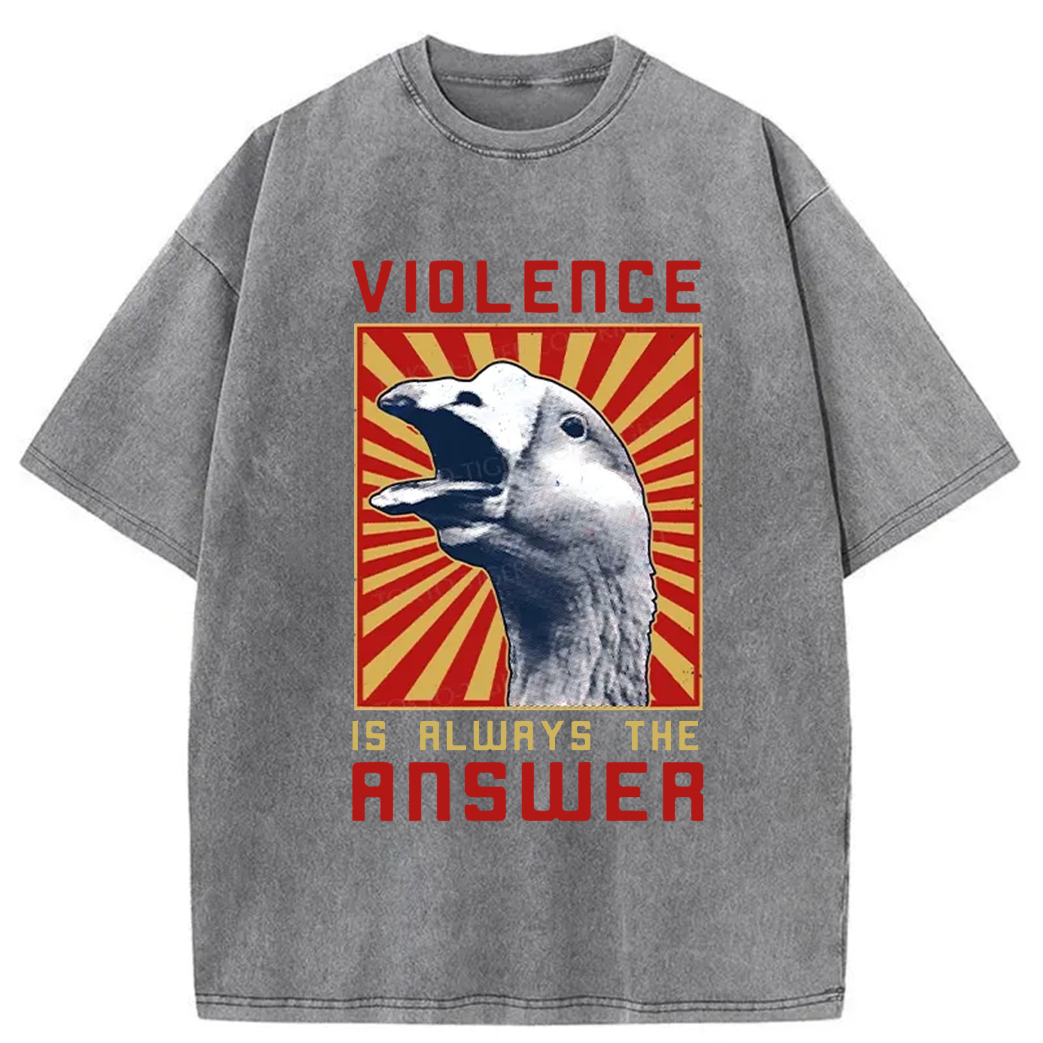 Modecanvas Violence Is Always The Answer Washed T-Shirt