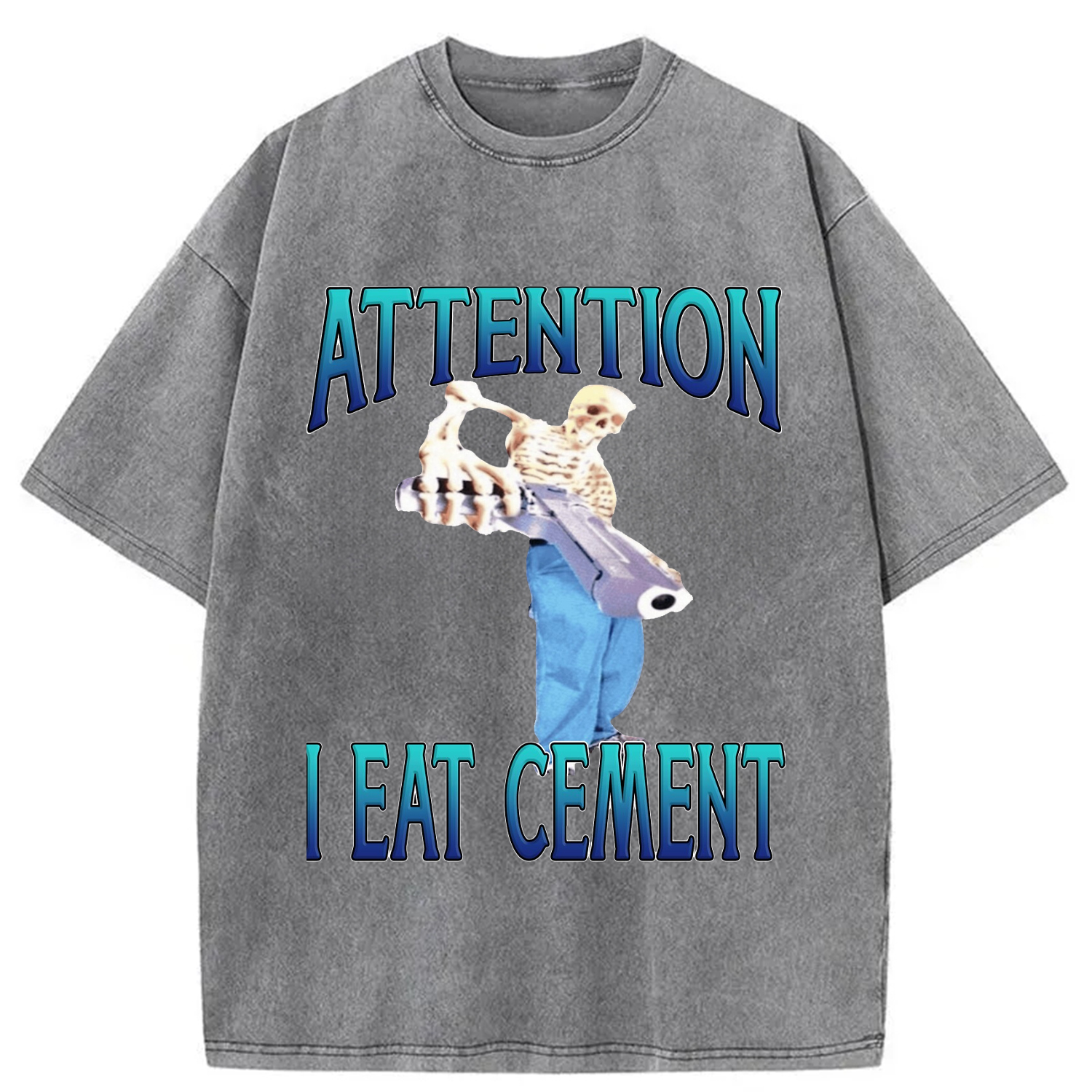 Modecanvas Attention I Eat Cement Washed T-Shirt