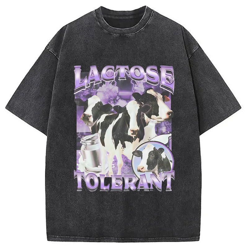 Modecanvas Lactose Tolerant Cow Washed T-Shirt