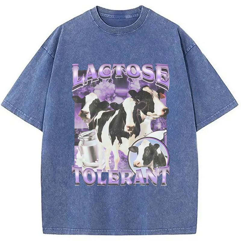 Modecanvas Lactose Tolerant Cow Washed T-Shirt