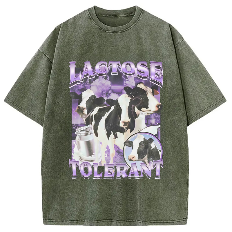 Modecanvas Lactose Tolerant Cow Washed T-Shirt