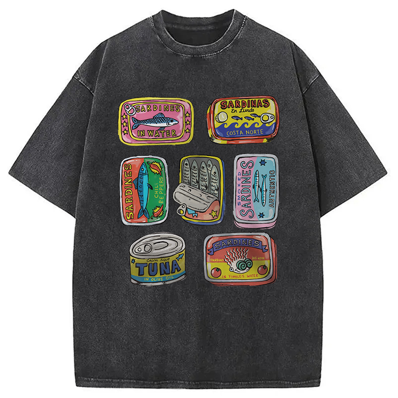 Modecanvas Sardines Canned Washed T-Shirt